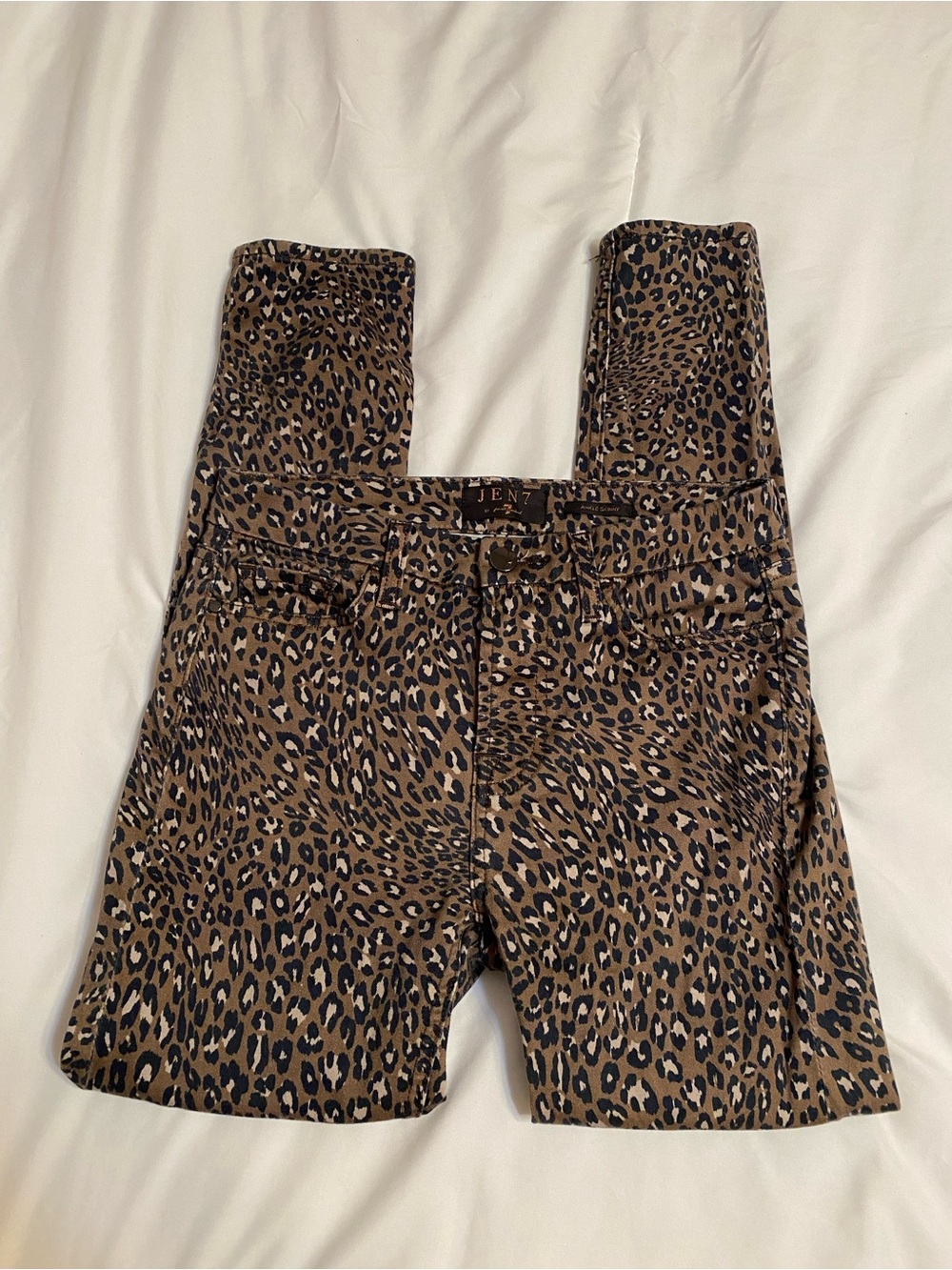 7 For All Mankind Jen7 Leopard Print Brown Skinny Bottoms